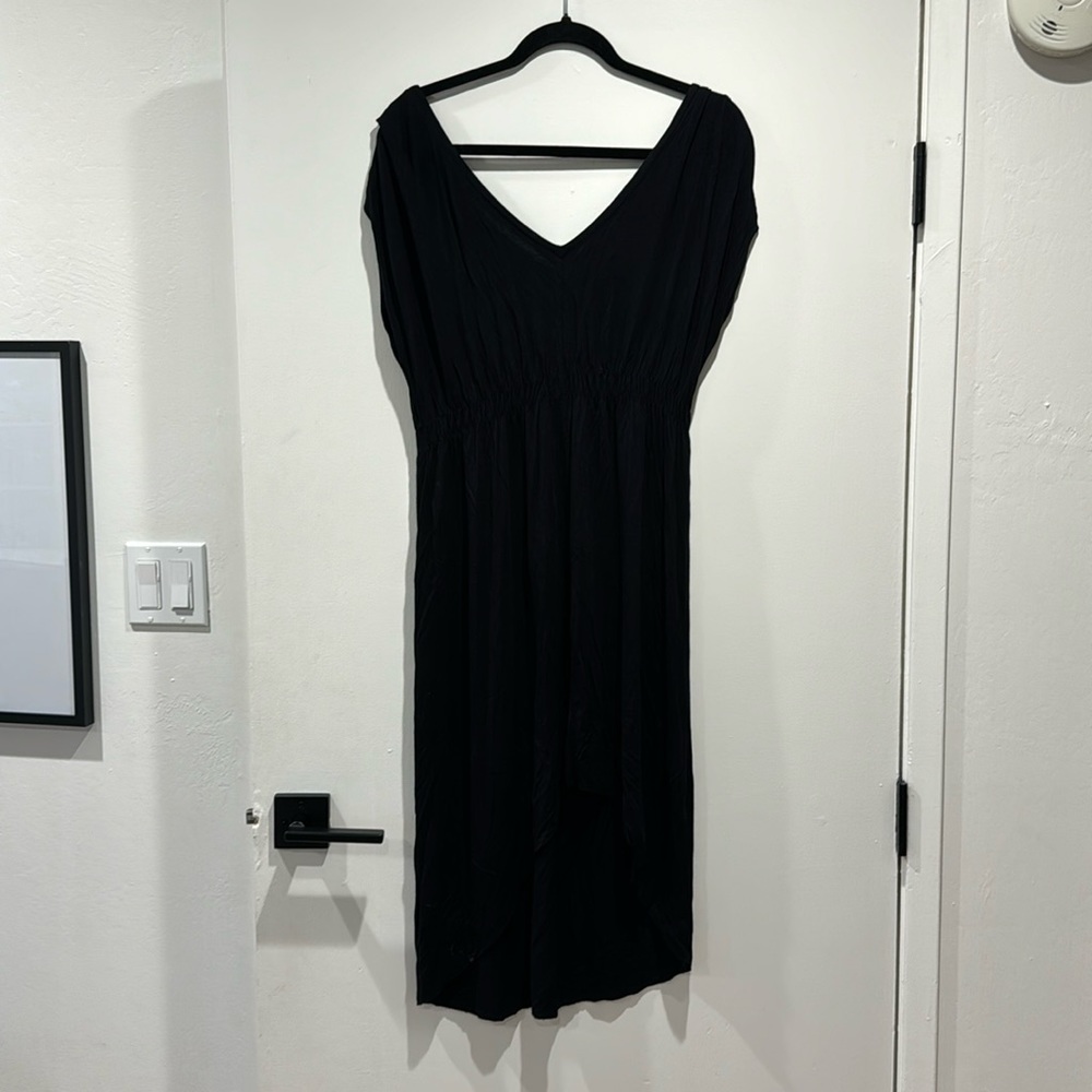 High low black cotton dress